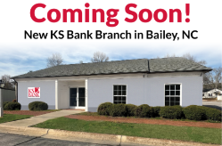 Mock-up image of the soon-to-come Bailey, NC full-service KS Bank branch.