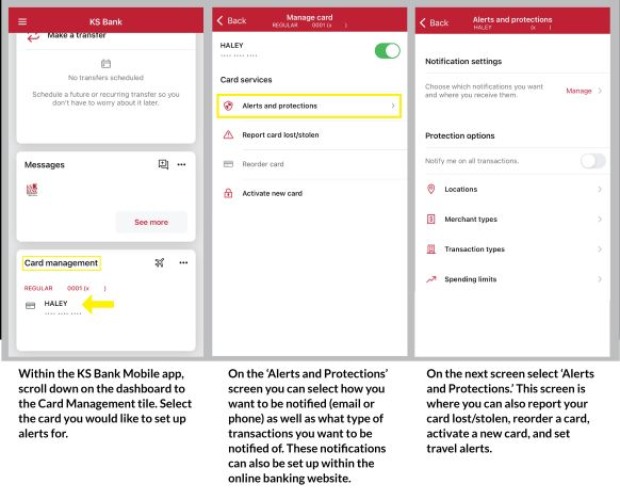 debit card management instructions